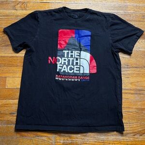 The North Face Black Short Sleeve Tee with Red & Blue Graphic